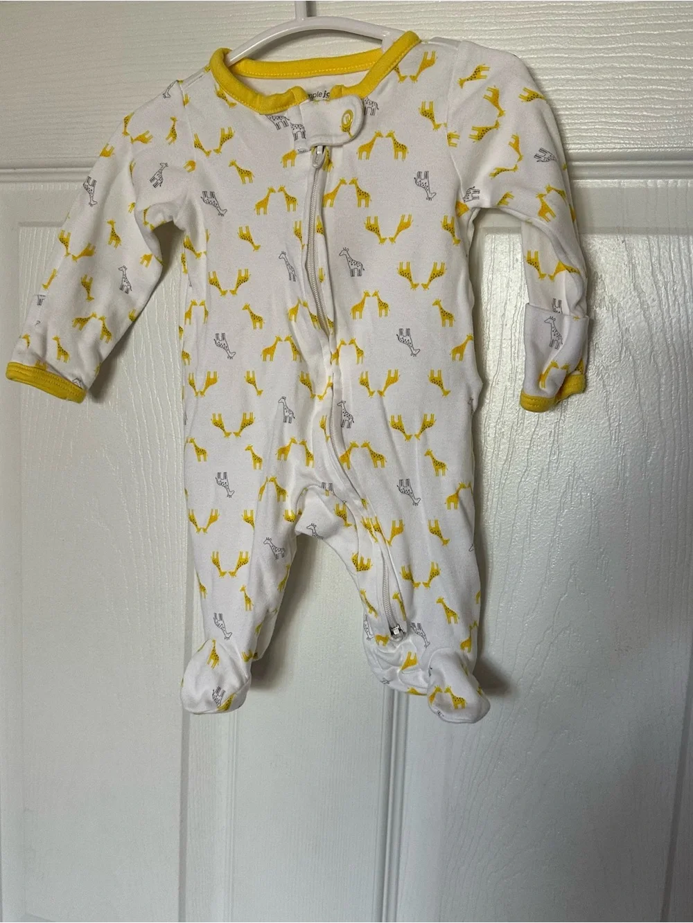 Carter’s White Baby One-Piece Footed Sleeper with Yellow Giraffe Print